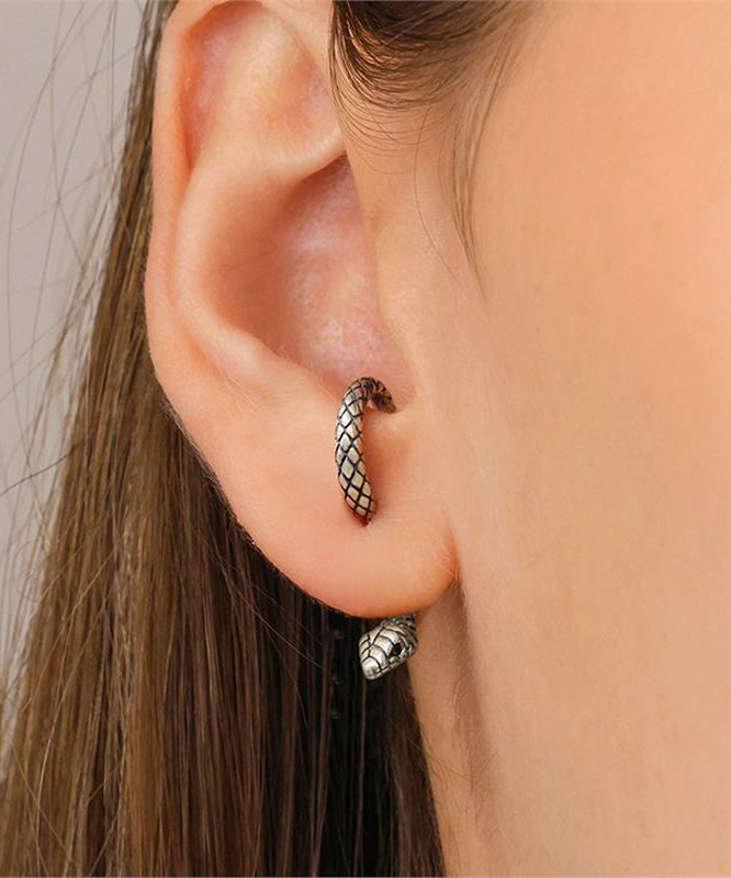 Sterling Overgild Earrings Stud Gold Serpentine Unique Silver