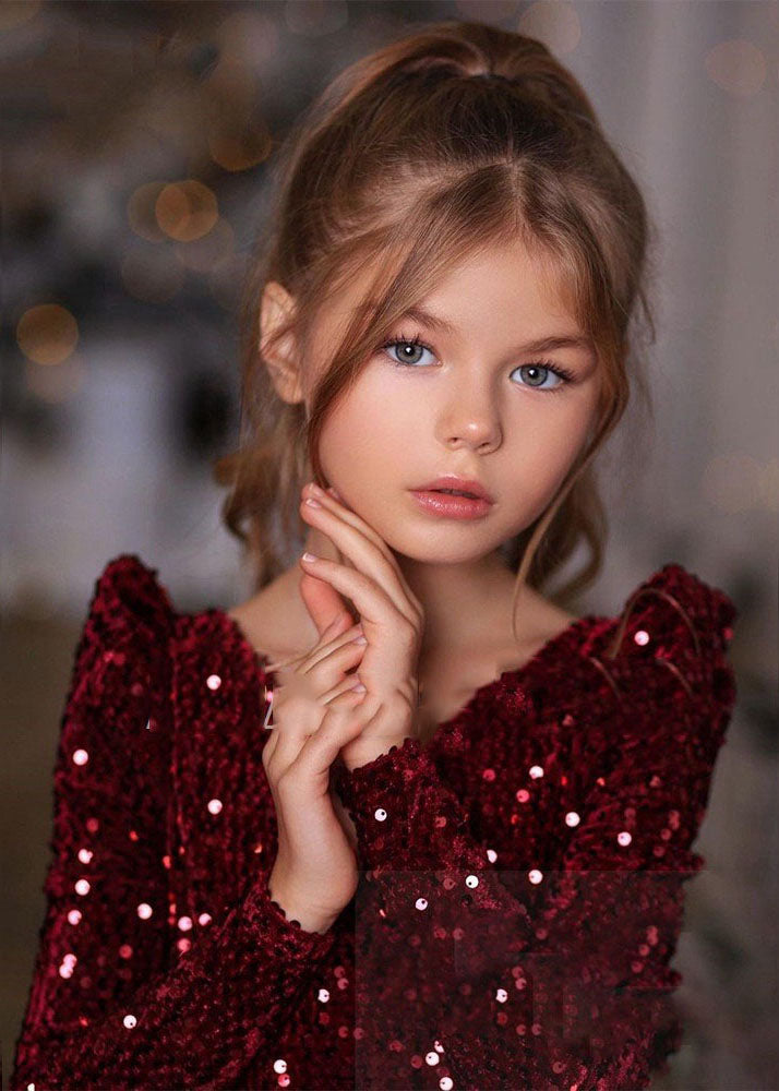 Robe mi-longue unique en patchwork de paillettes de mûrier pour fille, printemps YS003