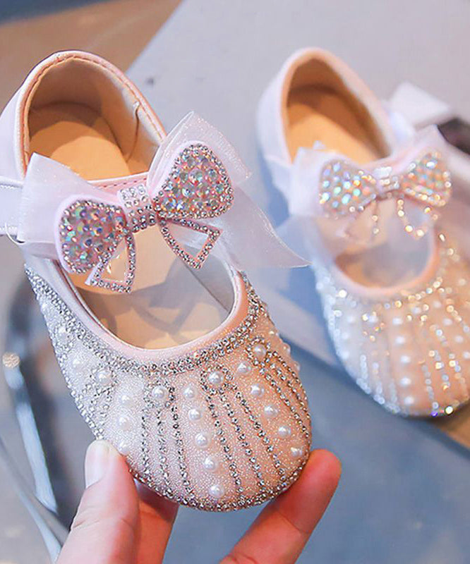 Chaussures uniques avec boucle pour pieds et sangle plate en perles et zircone pour enfants