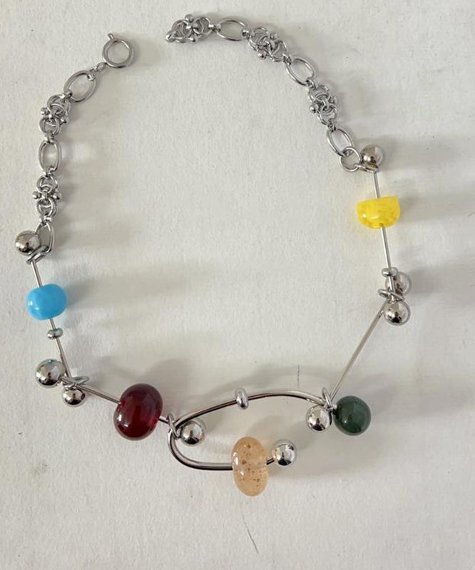 Einzigartige Halskette mit Regenbogen-Anhänger aus Edelstahl und Acryllegierung YR017
