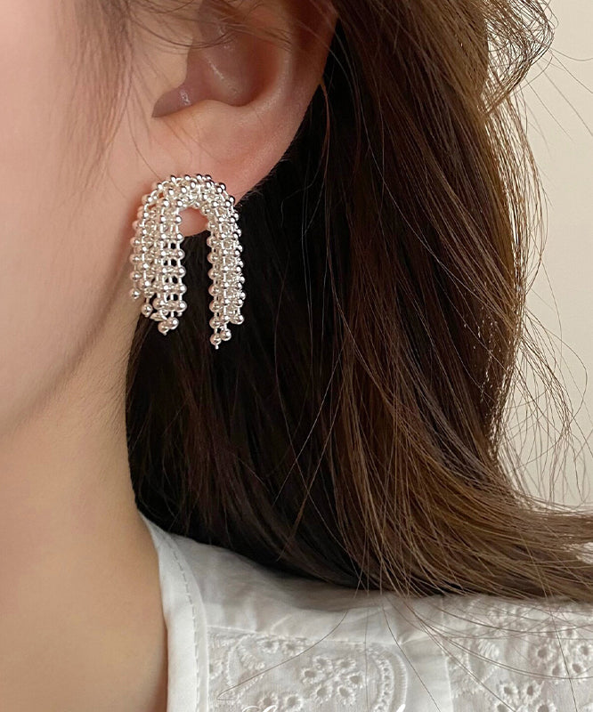 Unique Silk Metal Fireworks Tassel Hoop Earrings YX011