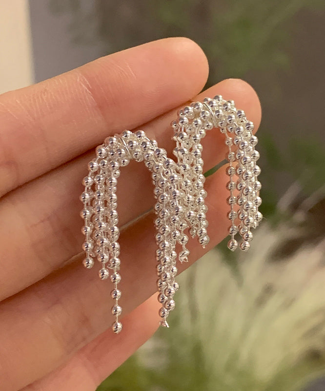 Unique Silk Metal Fireworks Tassel Hoop Earrings YX011