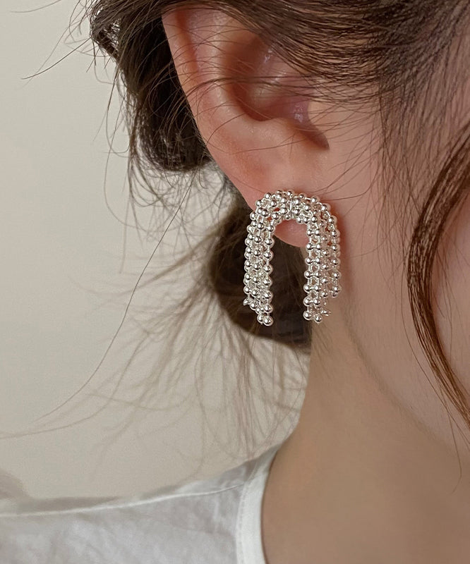 Unique Silk Metal Fireworks Tassel Hoop Earrings YX011