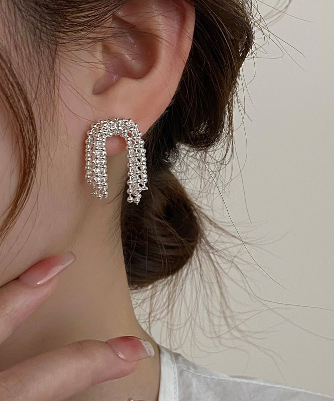 Unique Silk Metal Fireworks Tassel Hoop Earrings YX011