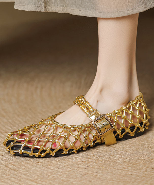 Style Flat Out Breathable Sandals Silver Hollow Vacation Woven