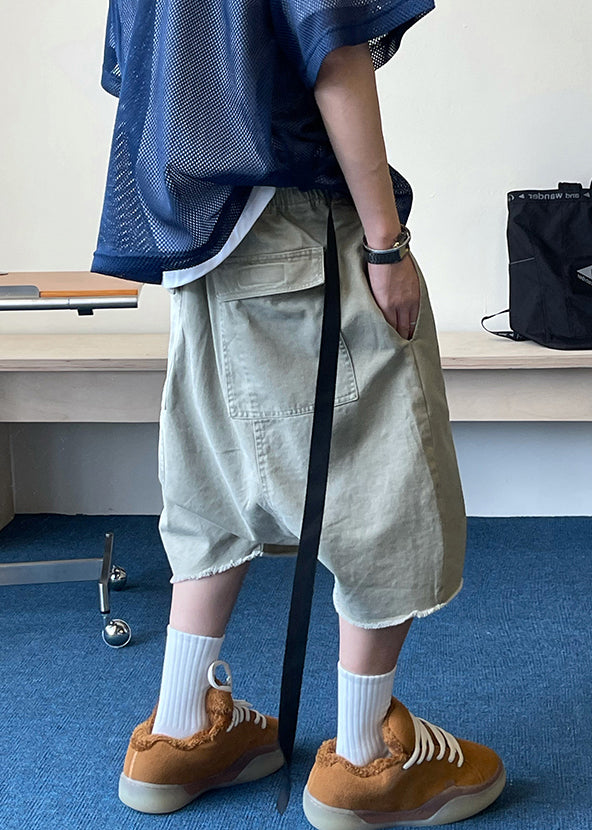 Short élastique bleu avec poches, taille vintage en denim pour homme