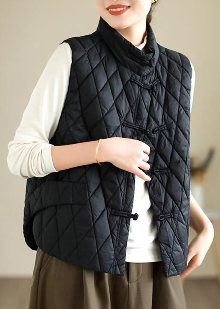 Gilet sans manches en coton fin à boutons style oriental vintage, style café, RU005