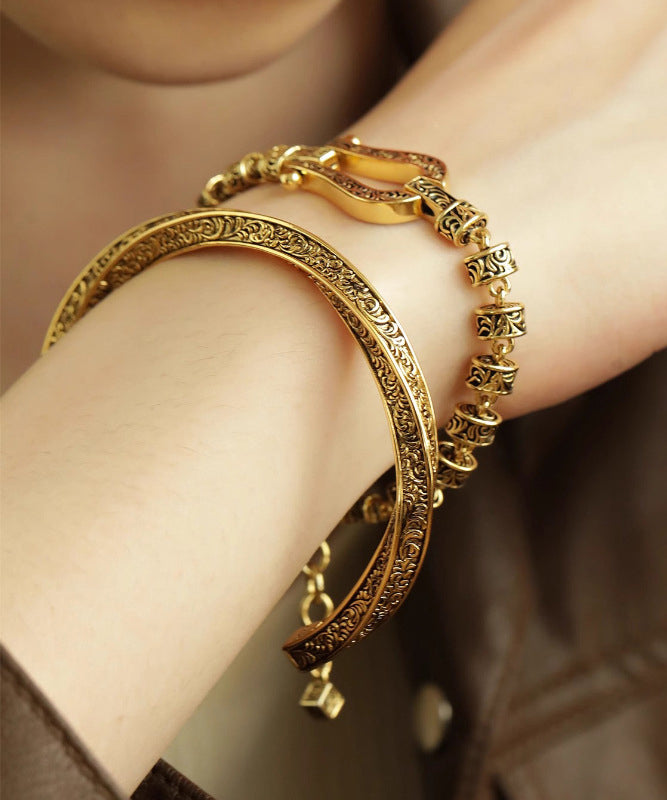 Vintage Gold Antique Gold Bangles Two Piece Set QD036