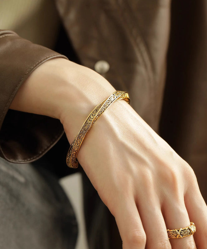 Vintage Gold Antique Gold Bangles Two Piece Set QD036