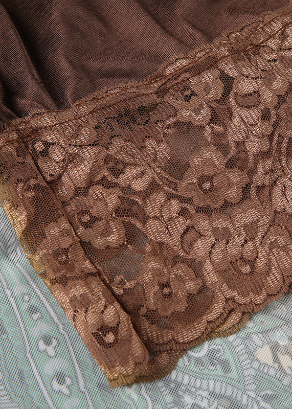 Jupes vertes en dentelle patchwork à imprimé vintage pour l'été