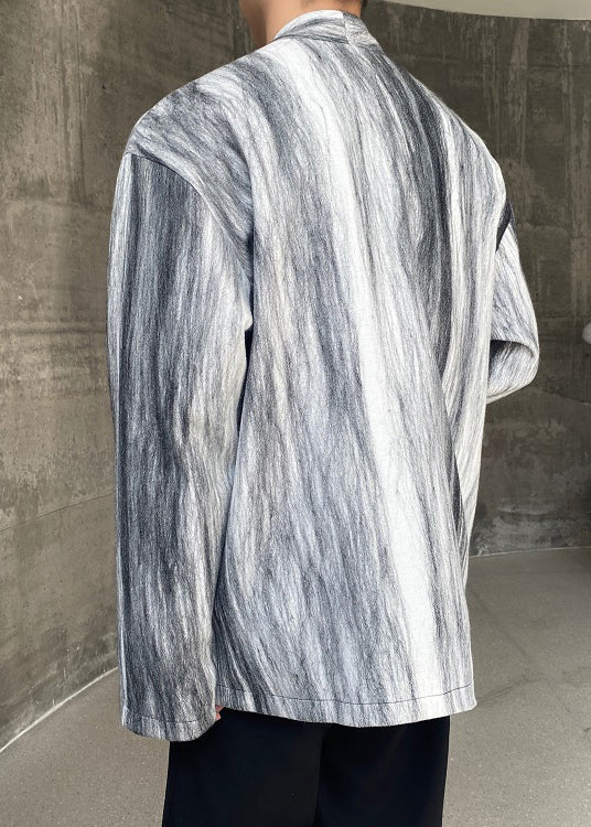 Manteaux à lacets vintage gris tie-dye pour homme, automne RO025