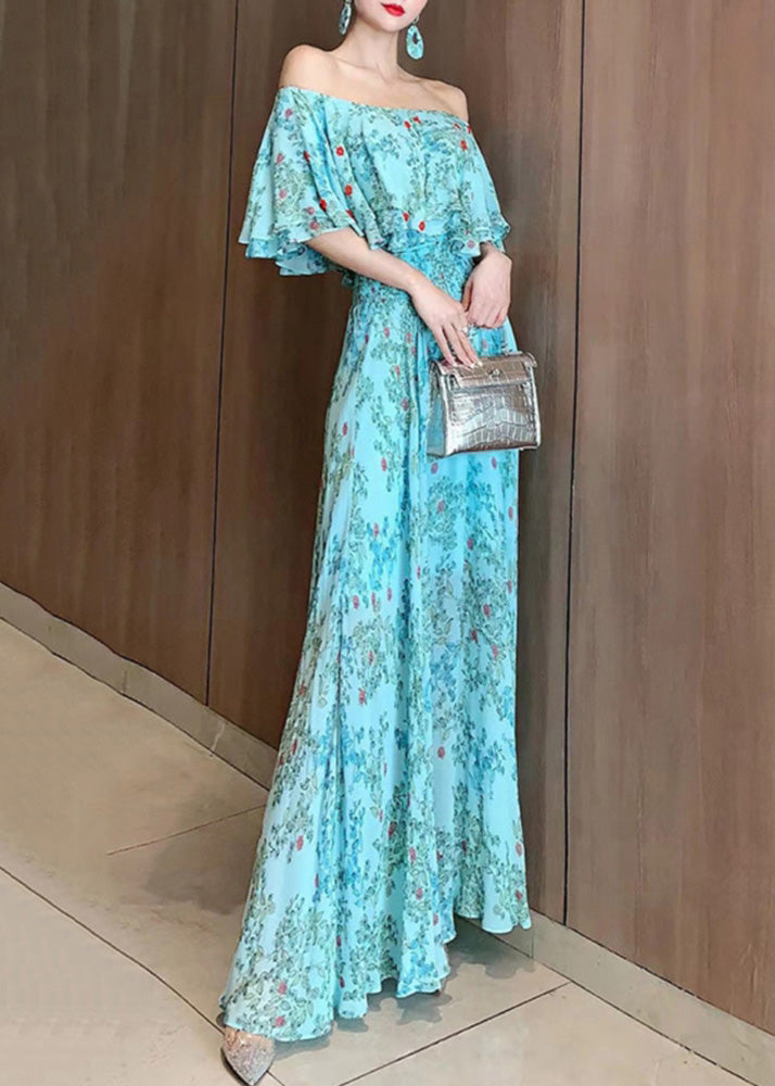 Chiffon-Ausschnitt Vogue Kleider Slash Blau Sommerurlaub