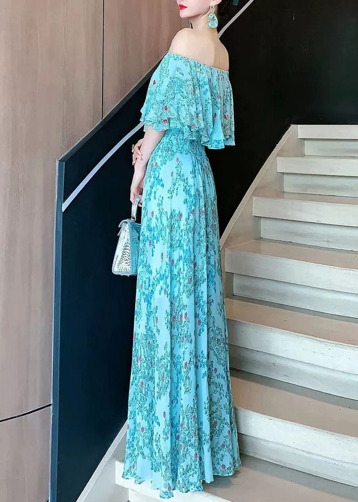 Chiffon-Ausschnitt Vogue Kleider Slash Blau Sommerurlaub