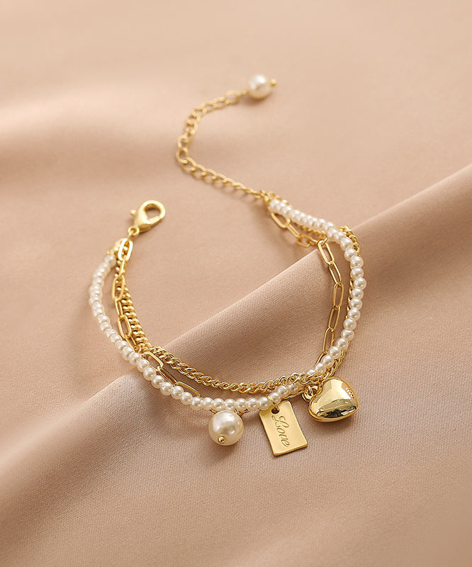 Vogue Gold Metalllegierung Perle Grafik Liebe Quaste Charm ArmbandFeine Seide Sterling Silber Gebrochen Silber Gypsophila Halskette ET008