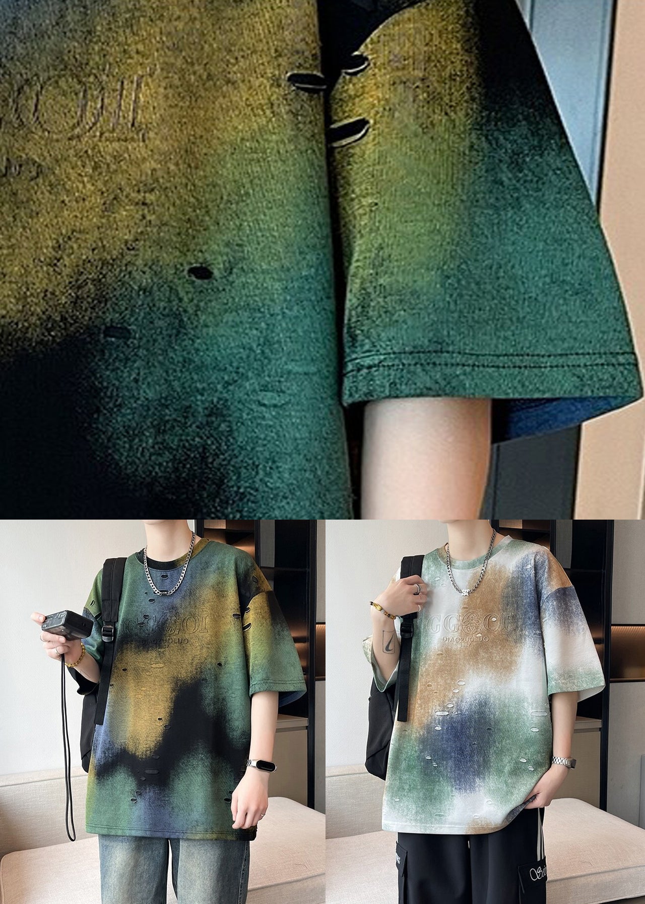 Brief Shirts Ärmel Weiß Loch Farbstoff T Krawatte Baumwolle Männer