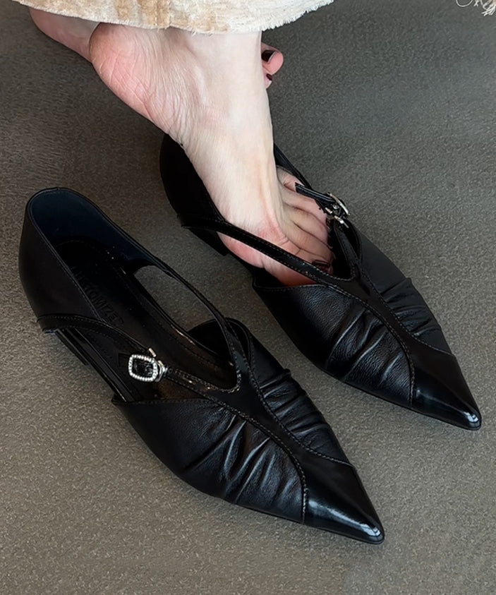 Chaussures plates pointues en peau de mouton Toe White Boutique