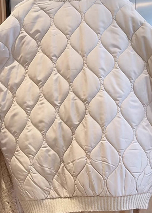 Frauen Beige V-Ausschnitt Rüschen Patchwork Feine Baumwolle gefüllt Jacke Frühling YY010