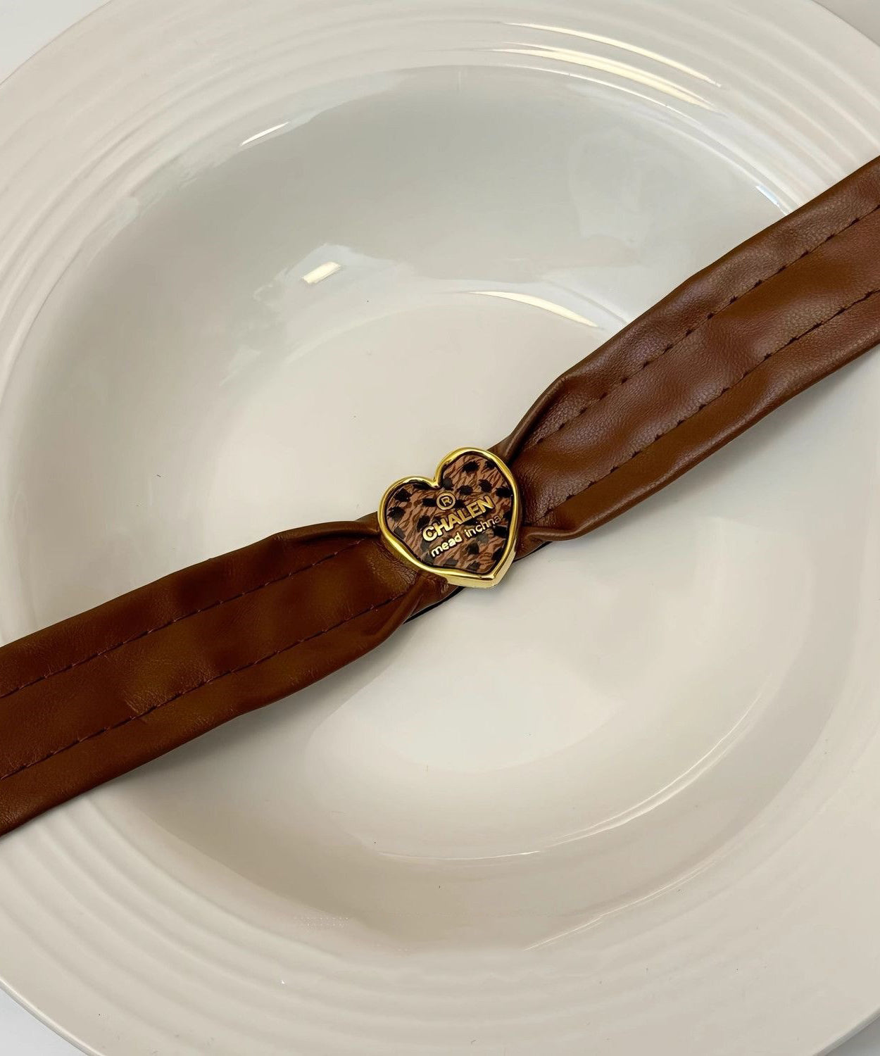 Damen Braun Sterling Silber Legierung Leder Choker YD003