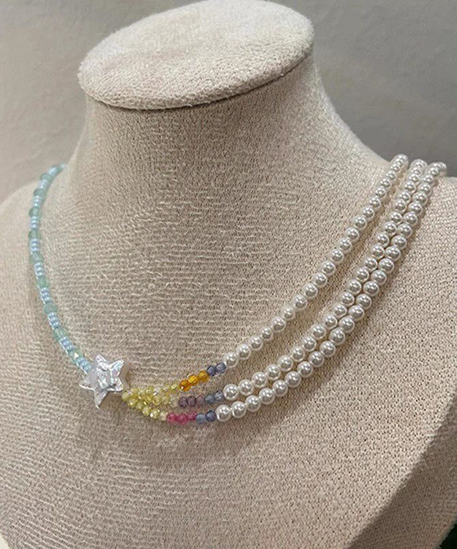 Collier de perles superposées pour femme, perles, étoiles, blocs de couleurs, gradué