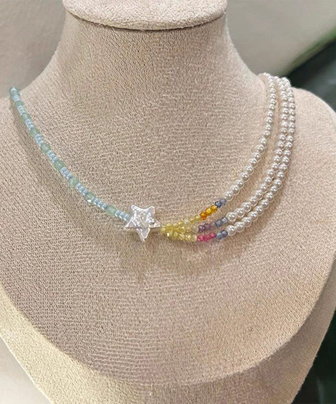 Collier de perles superposées pour femme, perles, étoiles, blocs de couleurs, gradué