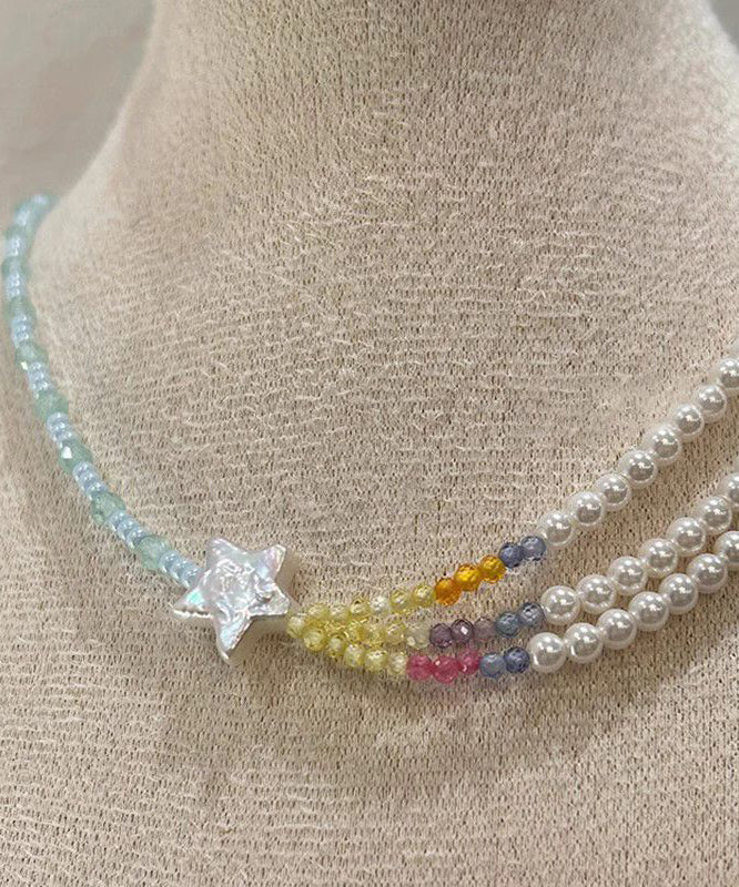 Collier de perles superposées pour femme, perles, étoiles, blocs de couleurs, gradué