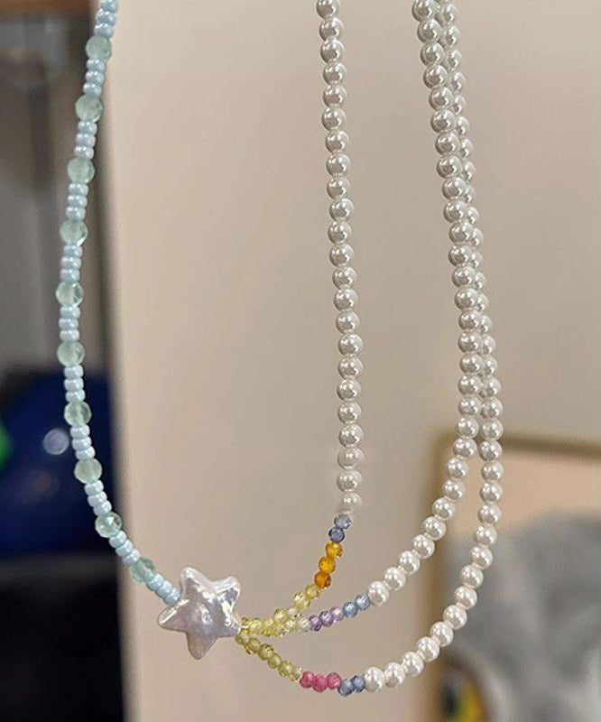Collier de perles superposées pour femme, perles, étoiles, blocs de couleurs, gradué