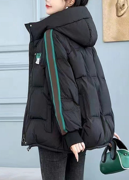 Damen Grüne Kapuzenjacke mit Reißverschlusstaschen und feiner Baumwollefüllung, Winter TD037