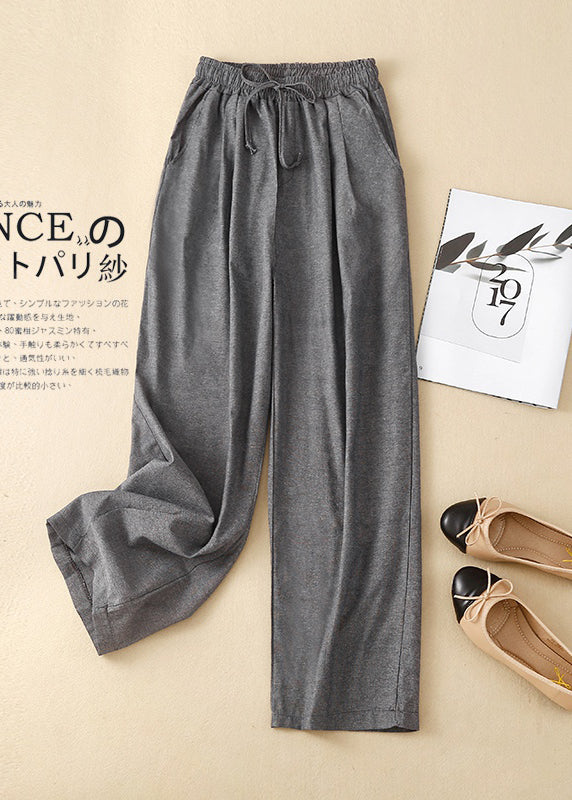 Pantalon kaki en lin pour femme, taille élastique, printemps