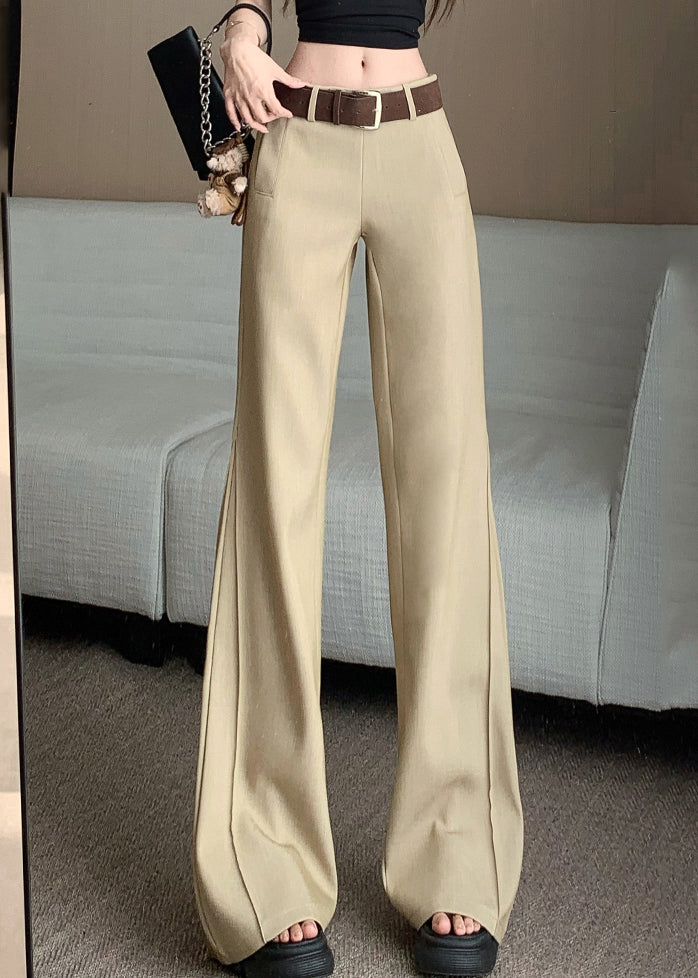 Pantalon de printemps à poches larges et hautes pour femme, kaki, taille patchwork