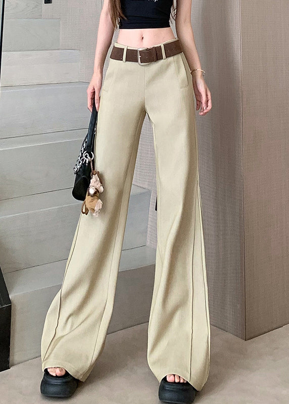 Pantalon de printemps à poches larges et hautes pour femme, kaki, taille patchwork