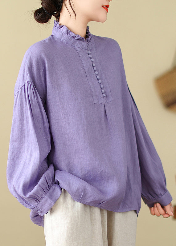 Haut oversize en coton lavande pour femme, printemps TM016