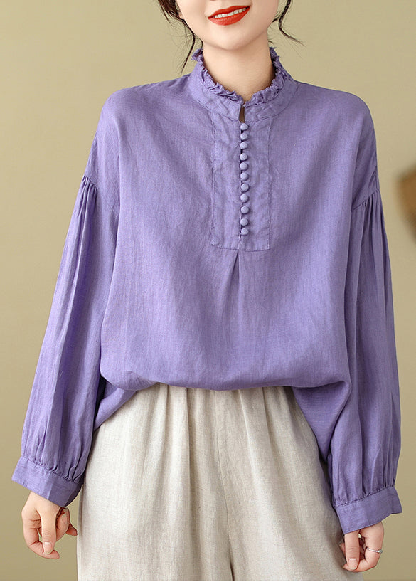 Haut oversize en coton lavande pour femme, printemps TM016