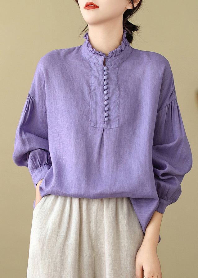 Haut oversize en coton lavande pour femme, printemps TM016