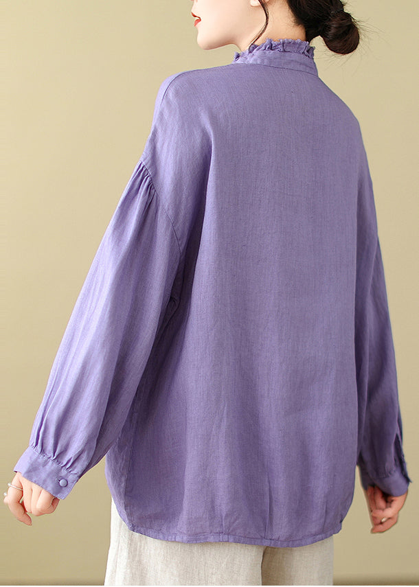 Haut oversize en coton lavande pour femme, printemps TM016