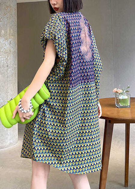 Kragen Puff Damen Tag Ärmel Kleid Baumwolle Stand Print