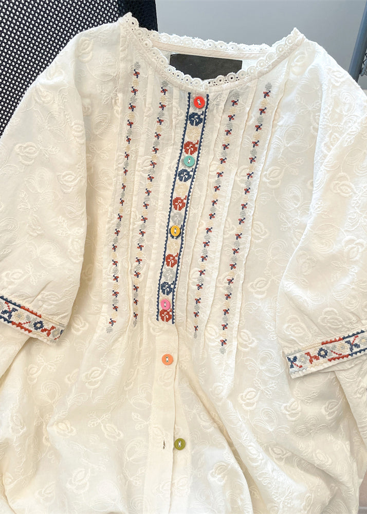 Shirts Weiß Lose Frauen Bestickte Spitze Sommer