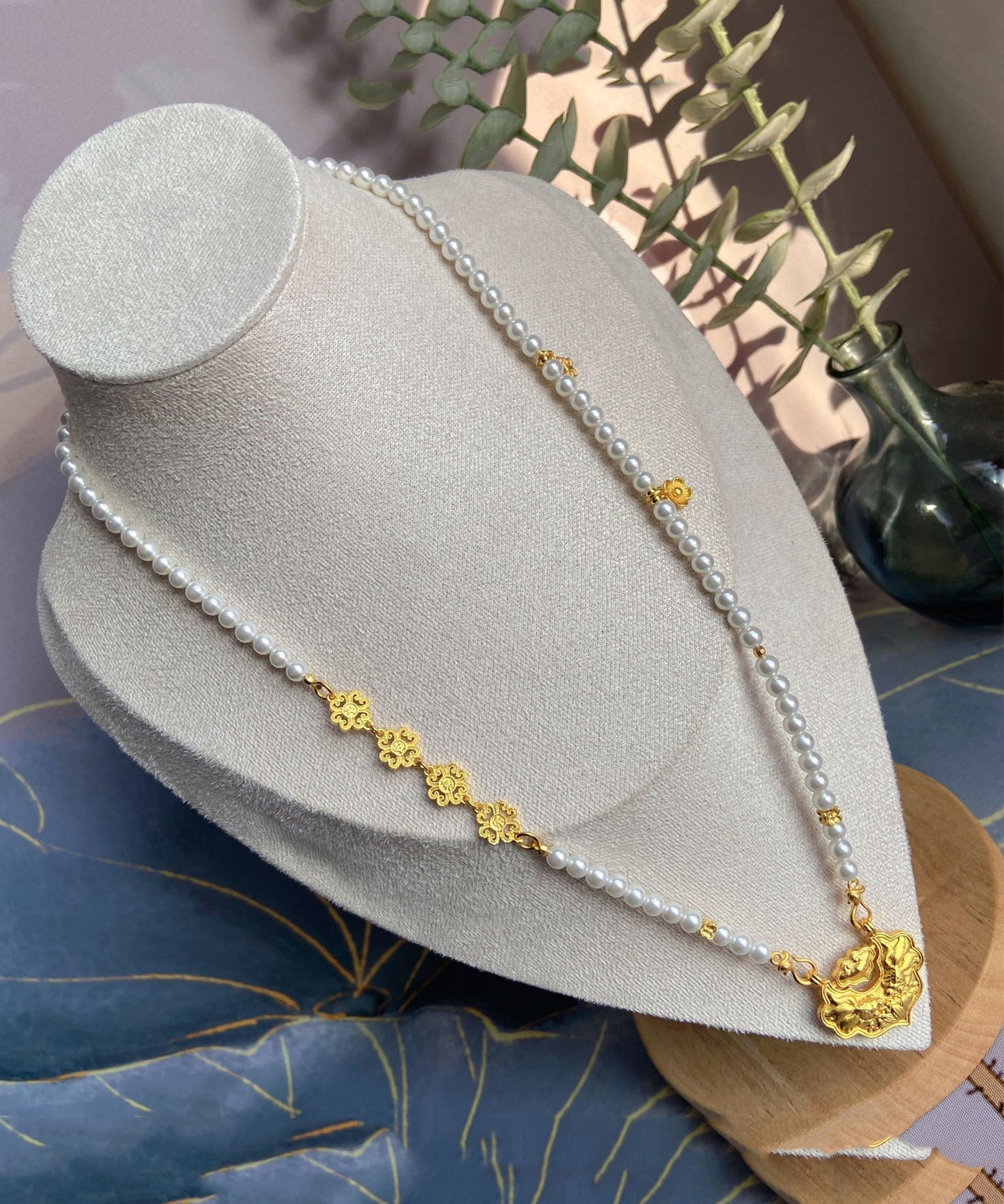 Frauen Weiß Sterling Silber Legierung Perle Perlen Anhänger Halskette WQ012