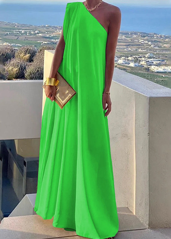 Lange Schulter Weiß Solide frauen Ein Kleid Sommer