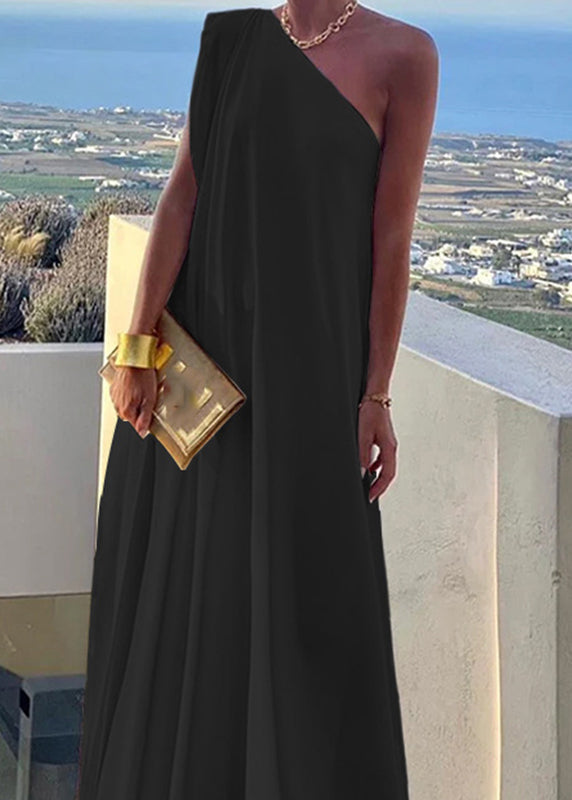 Lange Schulter Weiß Solide frauen Ein Kleid Sommer