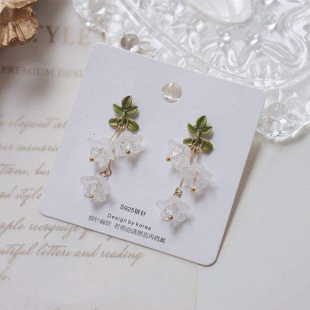 Flower Earring Drop Clip-On /