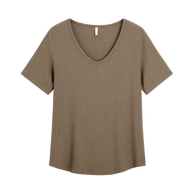 Short-Sleeve V-Neck Plain T-Shirt