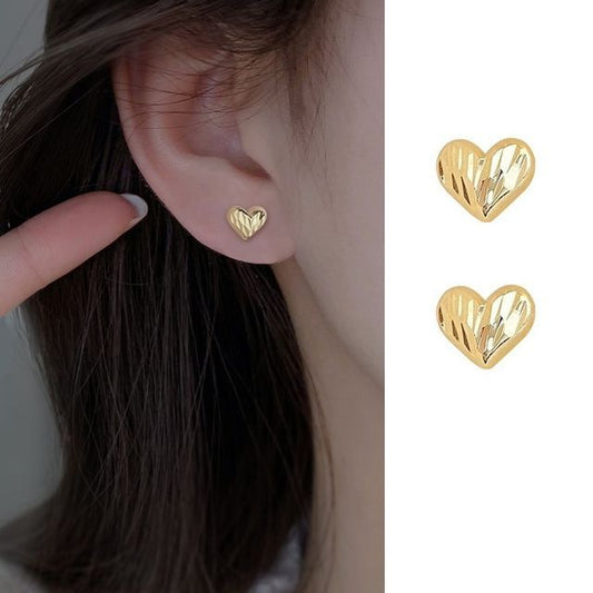 Textured Silver Earring Heart Sterling