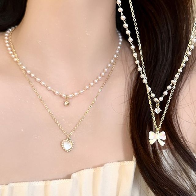 Layered Pearl Faux Necklace