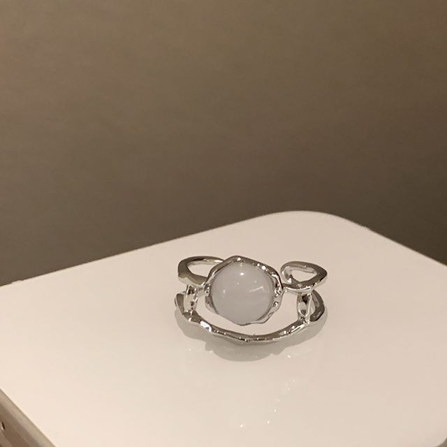 Ring Cross / Set Faux Moonstone Open