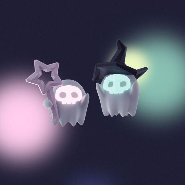 Halloween Silver Designs ) ( Sterling Earring Various Stud Ghost