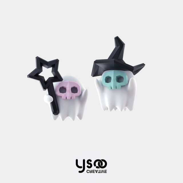 Halloween Silver Designs ) ( Sterling Earring Various Stud Ghost