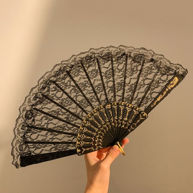 Foldable Fabric Fan Designs) Hand (Various Floral