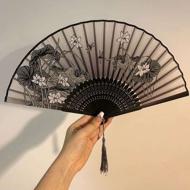 Foldable Fabric Fan Designs) Hand (Various Floral