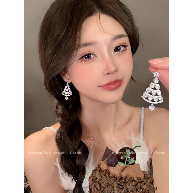 Chandelier Drop Christmas Earring Bracelet Set Choker Tree Snowflake Fluffy /