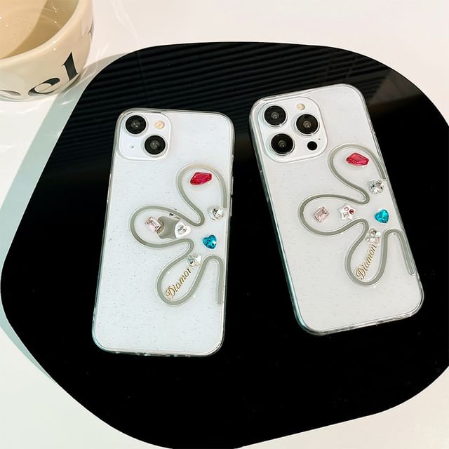 Floral Case Rhinestone Phone